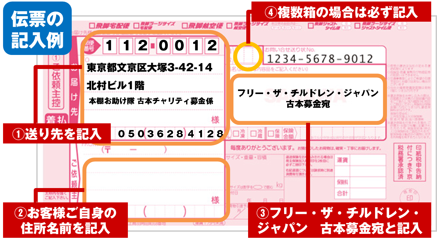 本棚お助け隊佐川伝票記入例 Ftcj Org 特定非営利活動法人フリー ザ チルドレン ジャパン